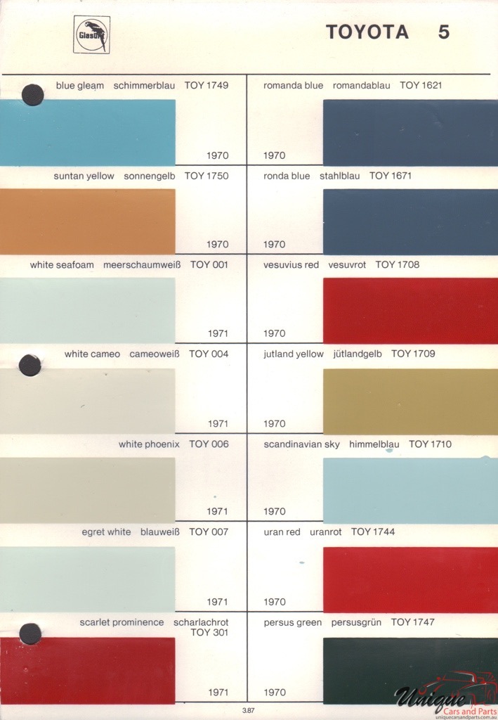 1970 Toyota Paint Charts Glasurit 1